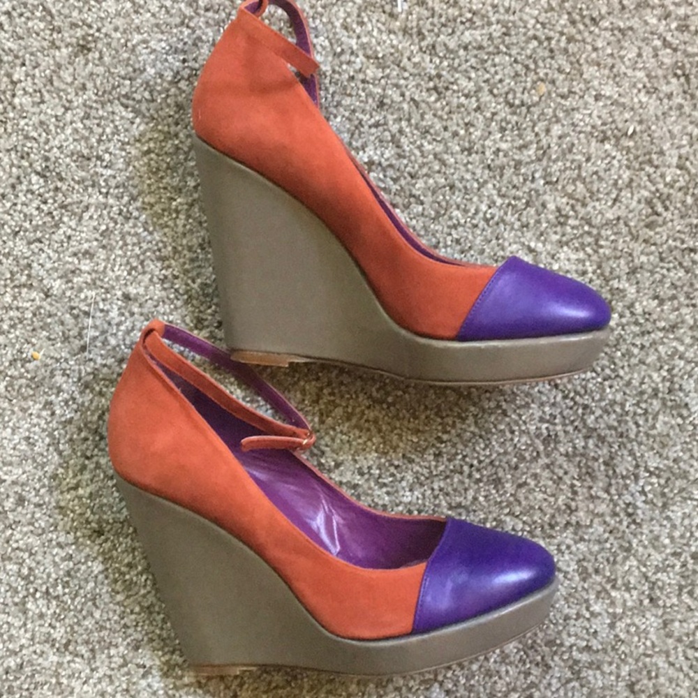 Mymu genuine leather wedge heels